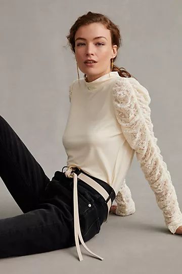 Maeve Ruched-Sleeve Blouse | Anthropologie (US)