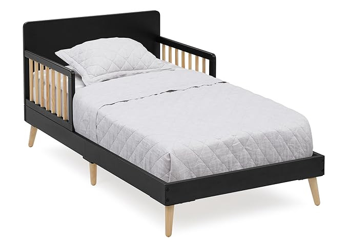 Delta Children Logan Wood Toddler Bed, Greenguard Gold Certified, Midnight Grey/Natural | Amazon (US)