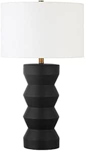 Carlin 28" Tall Ceramic Table Lamp with Fabric Shade in Matte Black/White | Amazon (US)