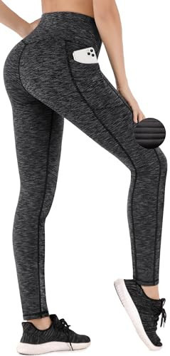 Heathyoga Womens Fleece Lined Leggings with Pockets Thermal Leggings Workout Winter Leggings for Women Fleece Yoga Pants Ink | Amazon (US)