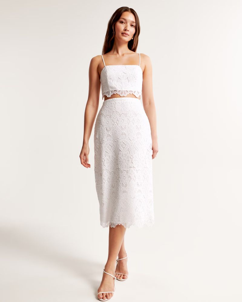 Lace Midi Skirt | Abercrombie & Fitch (US)