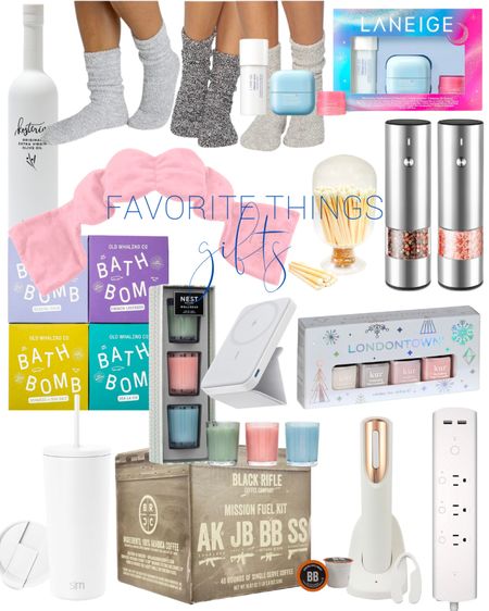 favorite things gifts | favorite things party | favorites | gift ideas | white elephant gifts | bath bombs | food gifts | kitchen gifts | self-care gifts | girl gifts | friend gifts 

#LTKGiftGuide #LTKHoliday #LTKSeasonal