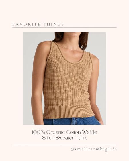 100% organic cotton waffle stitch sweater tank. Summer outfit. Vacation outfit. Travel outfit. Knit tank top  

#LTKStyleTip #LTKFindsUnder50 #LTKOver40