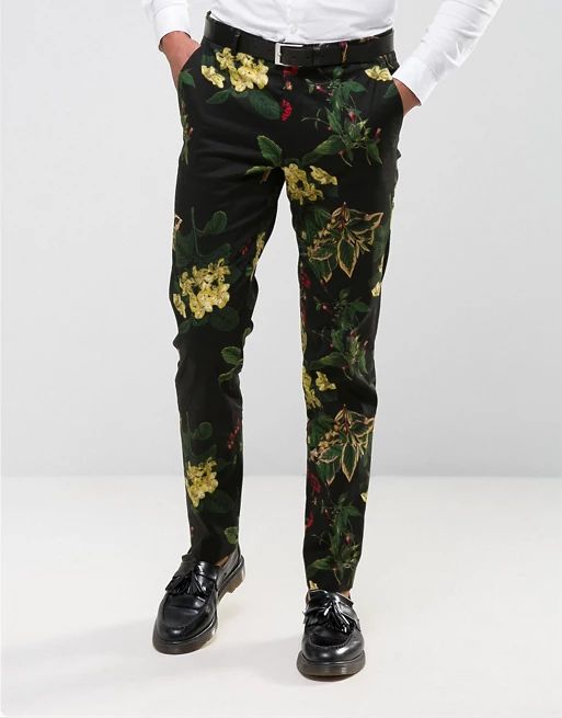 ASOS Skinny Smart Trousers In Floral Print | ASOS UK