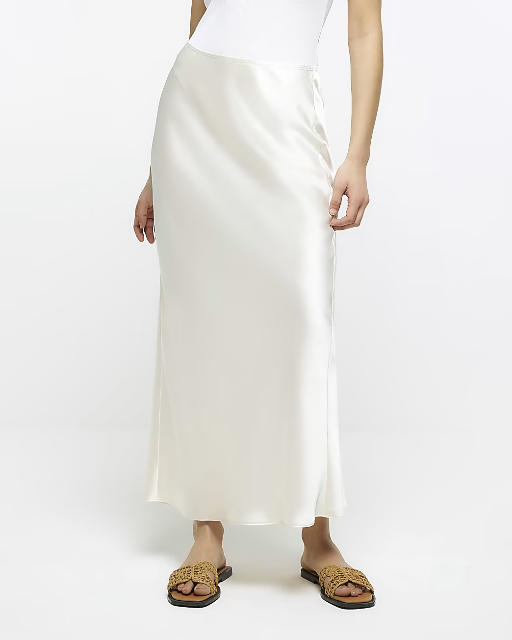 Cream satin maxi skirt | River Island (UK & IE)