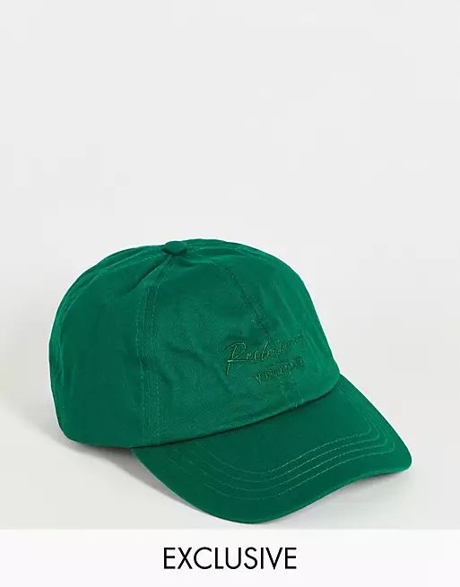 Reclaimed Vintage Inspired unisex cap with script logo in forest green | ASOS (Global)