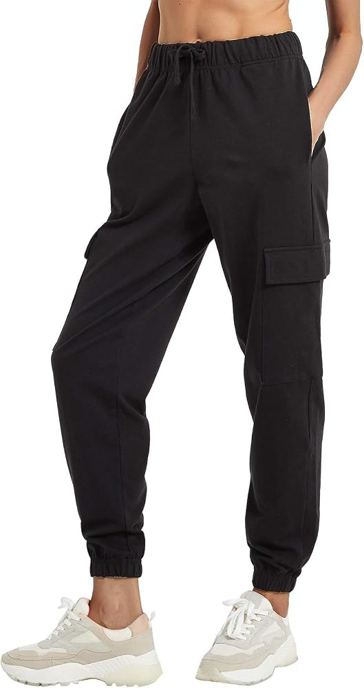 PULI Women's Loose Cargo Sweatpants Pockets Sporty Gym Athletic Fit Jogger Pants Yoga Lounge Trou... | Amazon (US)