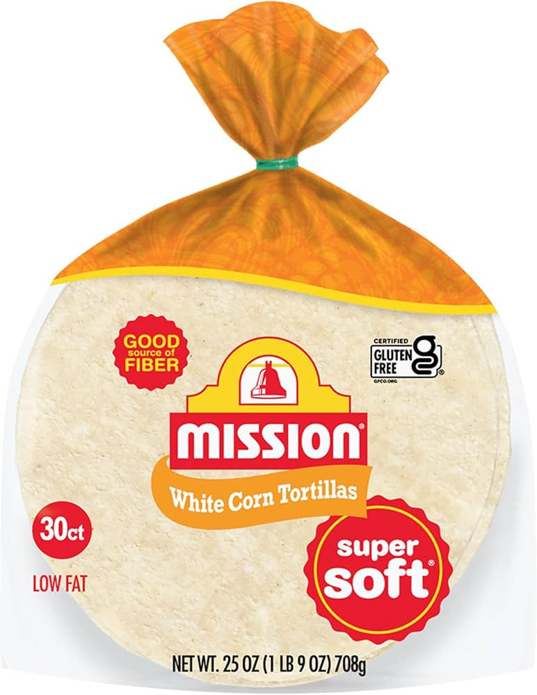 Mission White Corn Tortillas, Small Soft Taco Size, 30 Count, Gluten Free, Trans Fat Free | Amazon (US)