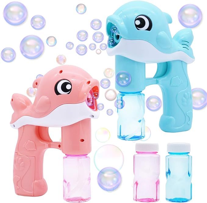 2 Bubble Guns Kit Whale Automatic Bubble Maker Blower Machine with 2 Bubble Solutions for Kids, B... | Amazon (US)