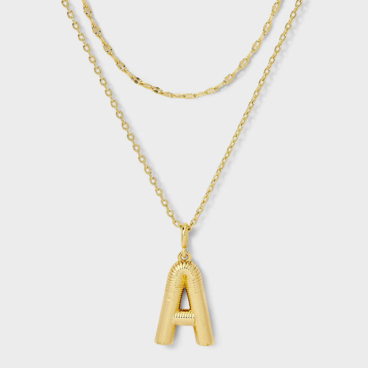 14K Gold Dipped Cubic Zirconia Duo A Initial Multi-Strand Necklace - A New Day™ Gold | Target