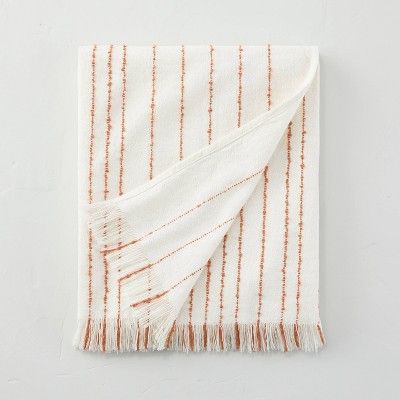 Textured Stitch Stripe Summer Throw with Fringe Cream/Orange - Hearth & Hand™ with Magnolia | Target