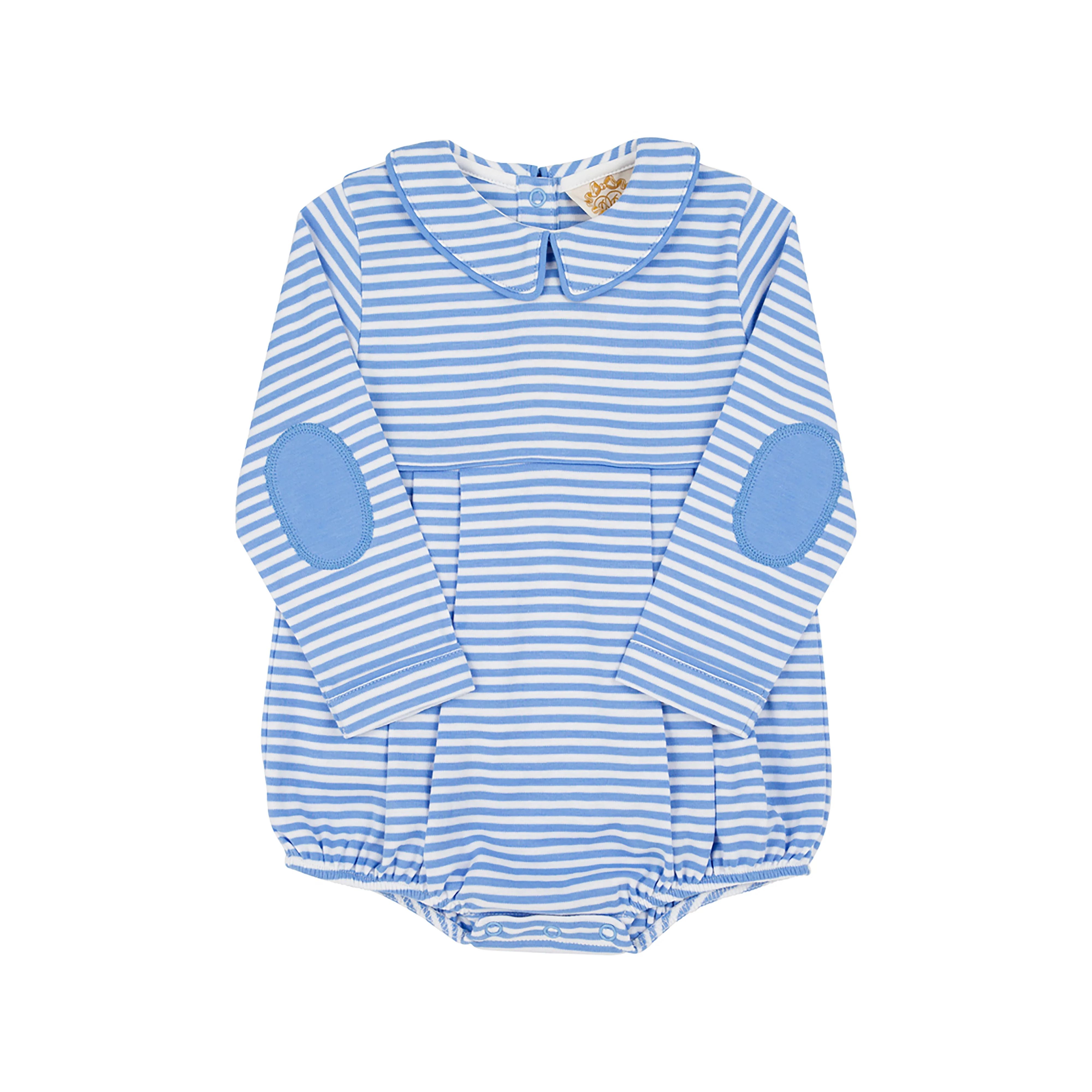 Long Sleeve Bradford Bubble - Barbados Blue Stripe with Barbados Blue | The Beaufort Bonnet Company