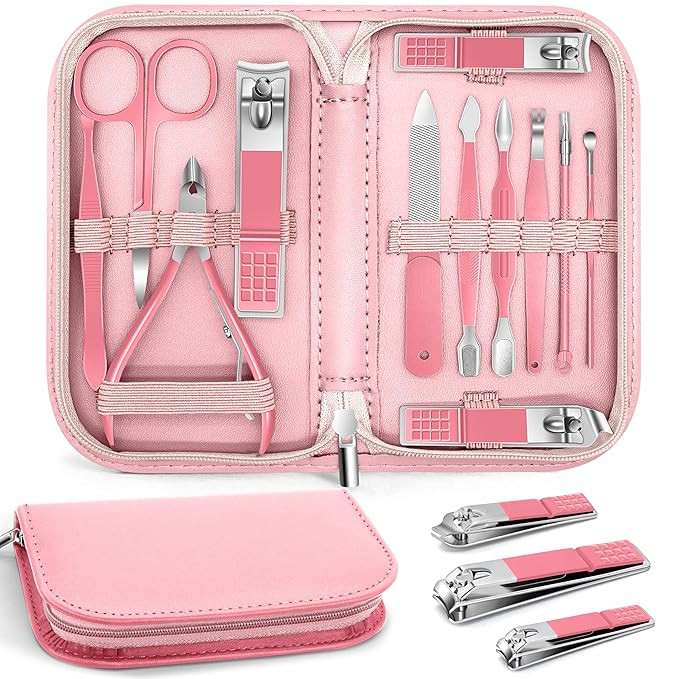 BLESWIN Manicure Pedicure Set, 12 Pcs Nail Care Kit for Women, Mens Nail Grooming Kit, Manicure &... | Amazon (US)