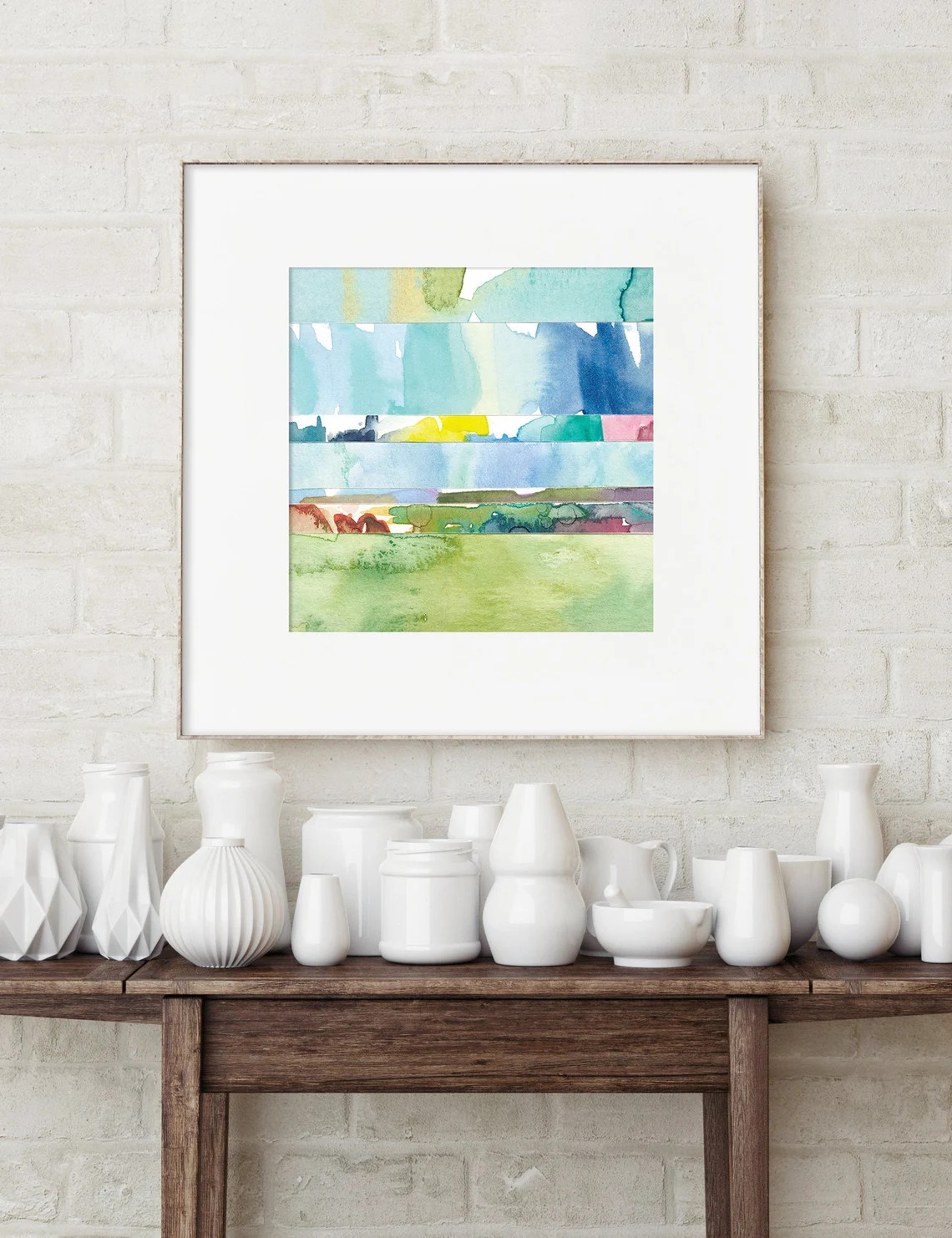 Abstract Watercolor Landscape Print / Square Colorful Collage | Etsy | Etsy (US)