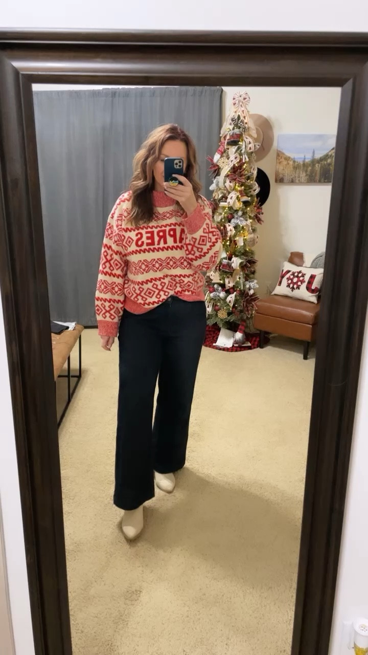 Today’s Look: Christmas with family. 
Apres fair isles sweater. Flare jeans. Cowboy bootss

#LTKmidsize #LTKHoliday #LTKSeasonal