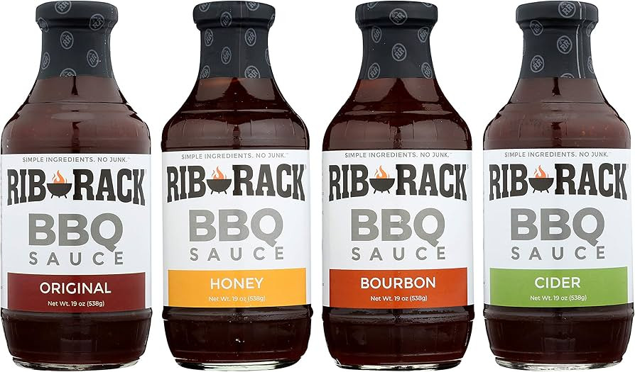 Rib Rack BBQ Sauce, Variety Pack: Original, Sweet Honey, Southern Bourbon, and Campfire Cider - 4... | Amazon (US)