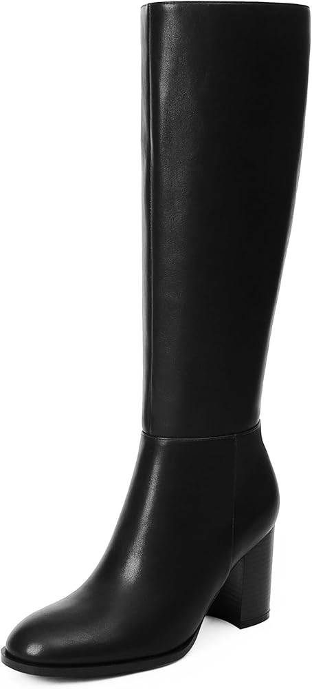 Knee High Boots for Women Round Toe Block Heel Tall Boots Womens Fall Fashion Long Boots | Amazon (US)