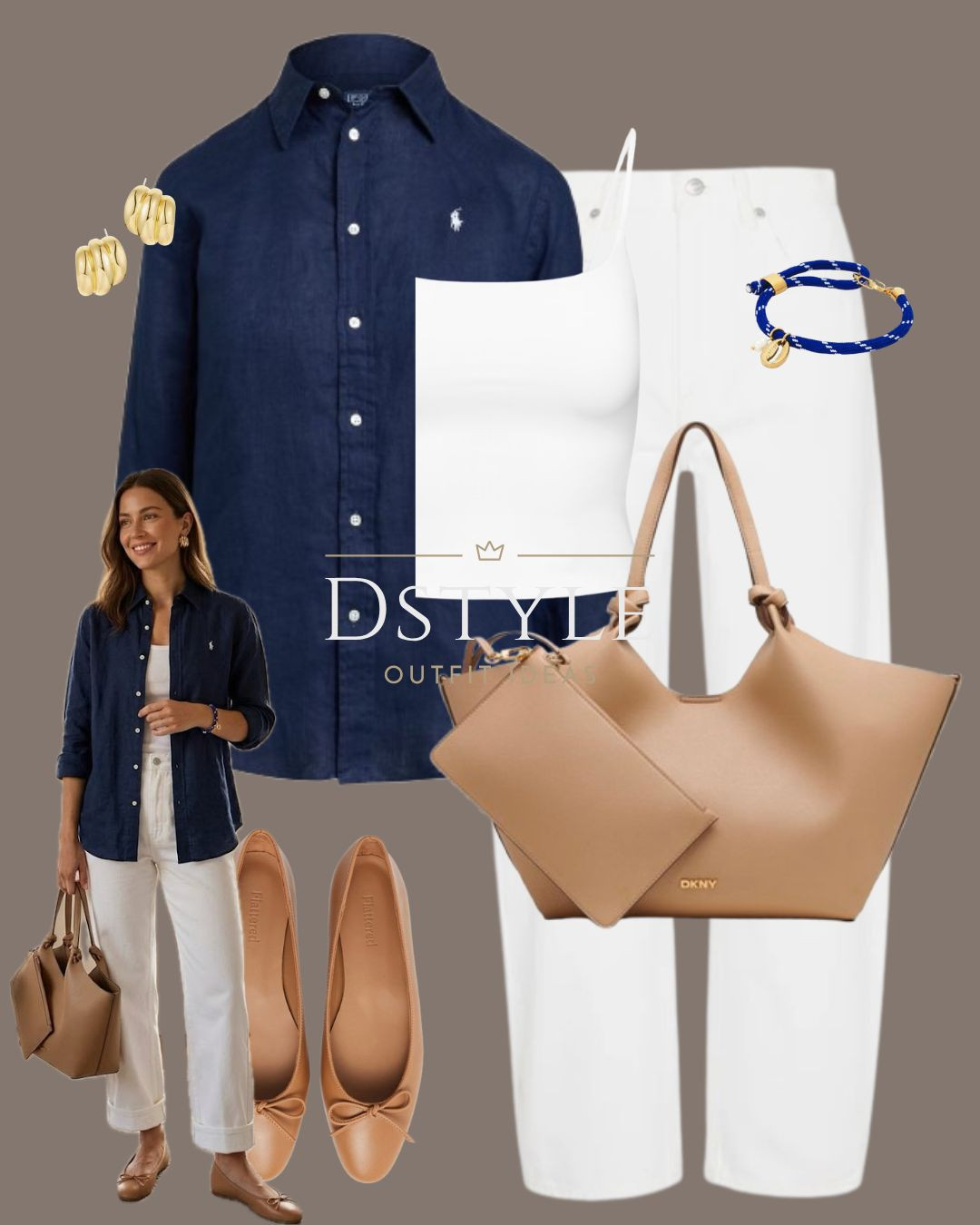 Effortless coastal chic ⚓️ This navy linen button-down paired with crisp white denim is the ultimate weekend uniform. Adding tan ballet flats and a structured tote for that polished, "old money" summer aesthetic. Perfect for brunch or a seaside stroll!

#LTKootd