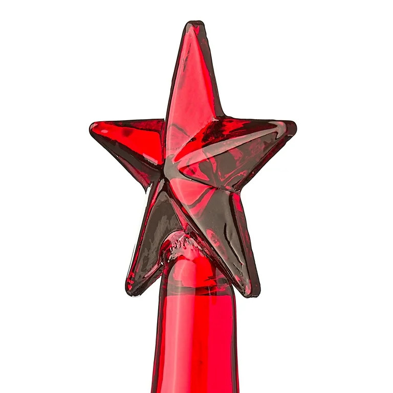 Glass Christmas Tree Tabletop Decoration, Red and Clear, 11.2", by Holiday Time | Walmart (US)