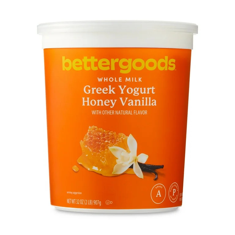 bettergoods Honey Vanilla Whole Milk Greek Yogurt, 32 oz Tub | Walmart (US)