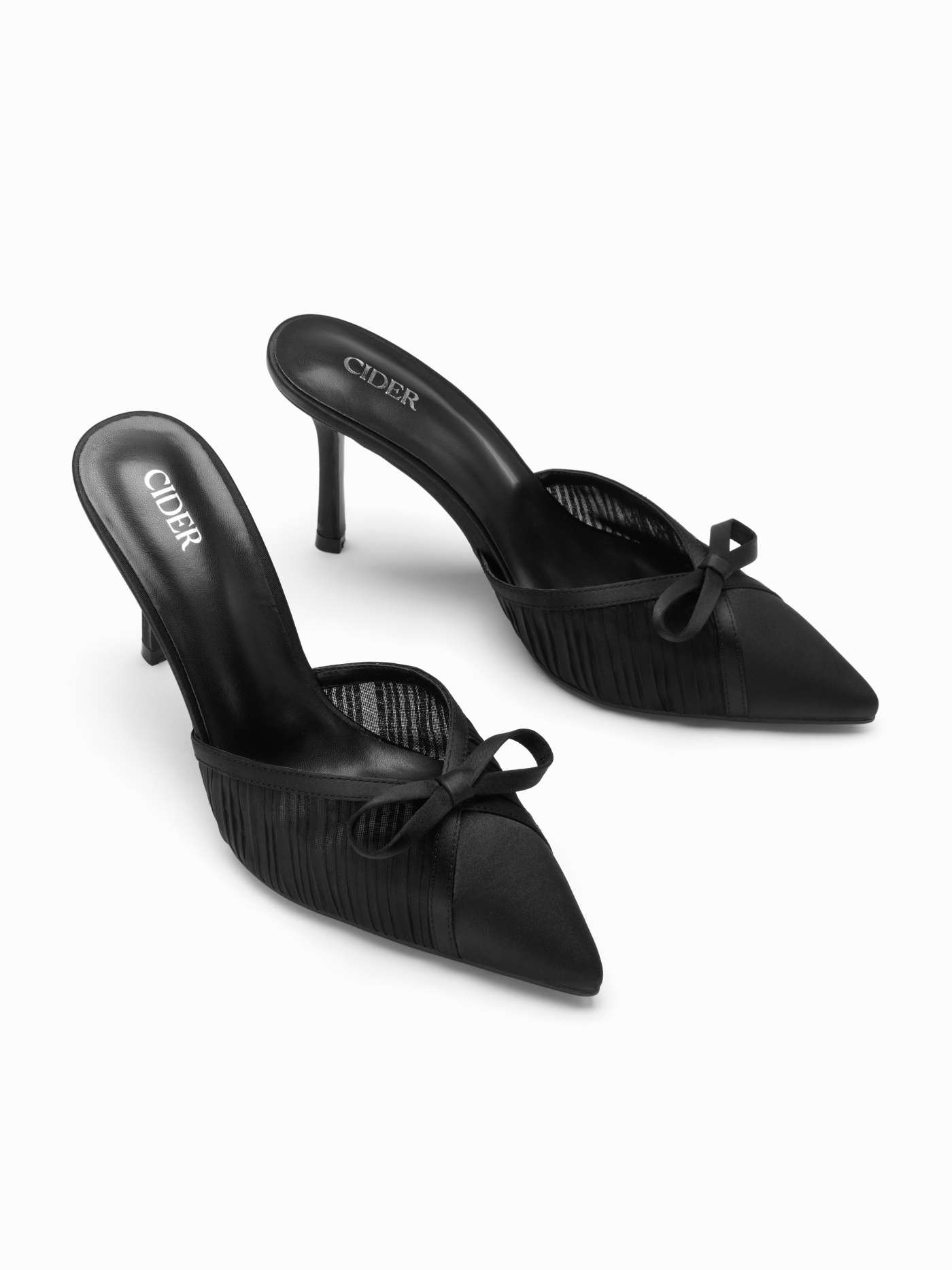 rush outfits POINTED TOE BOWKNOT DECOR MESH HEELS For Daily Casual | Cider