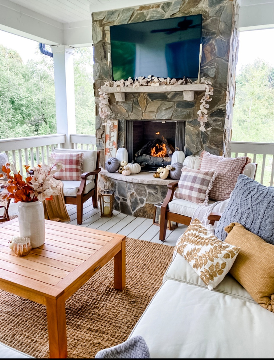 Teak outdoor furniture from Pottery Barn- chairs, coffee table, sectional 

#LTKhome