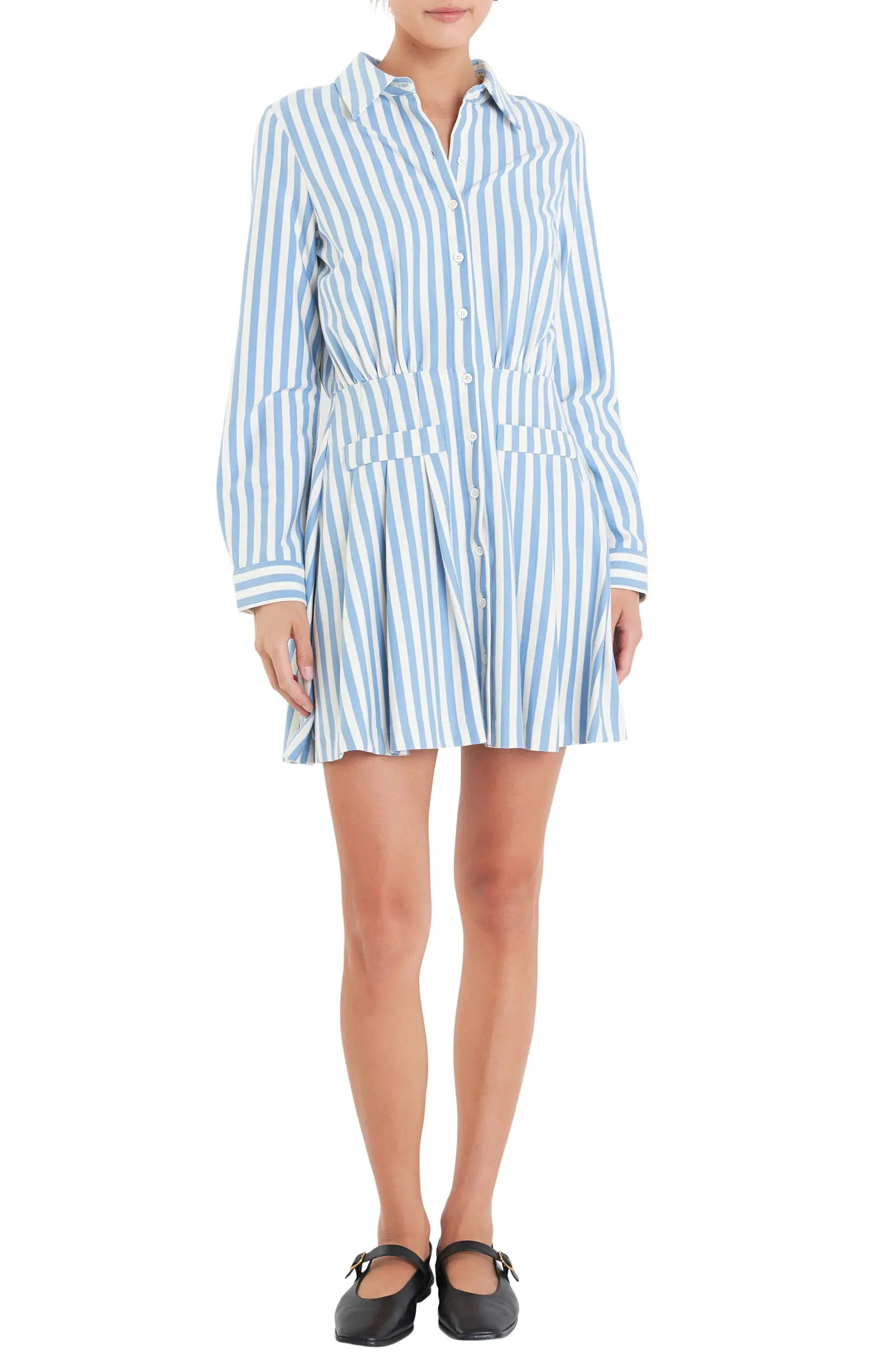 English Factory Stripe Long Sleeve Shirtdress | Nordstrom | Nordstrom