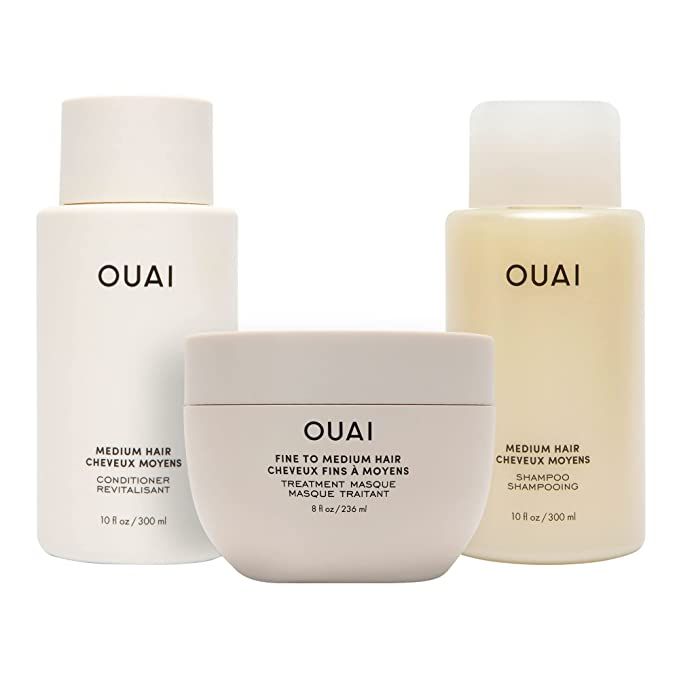 OUAI Fine/Medium Treatment Masque Full Size + Medium Shampoo + Medium Conditioner | Amazon (US)