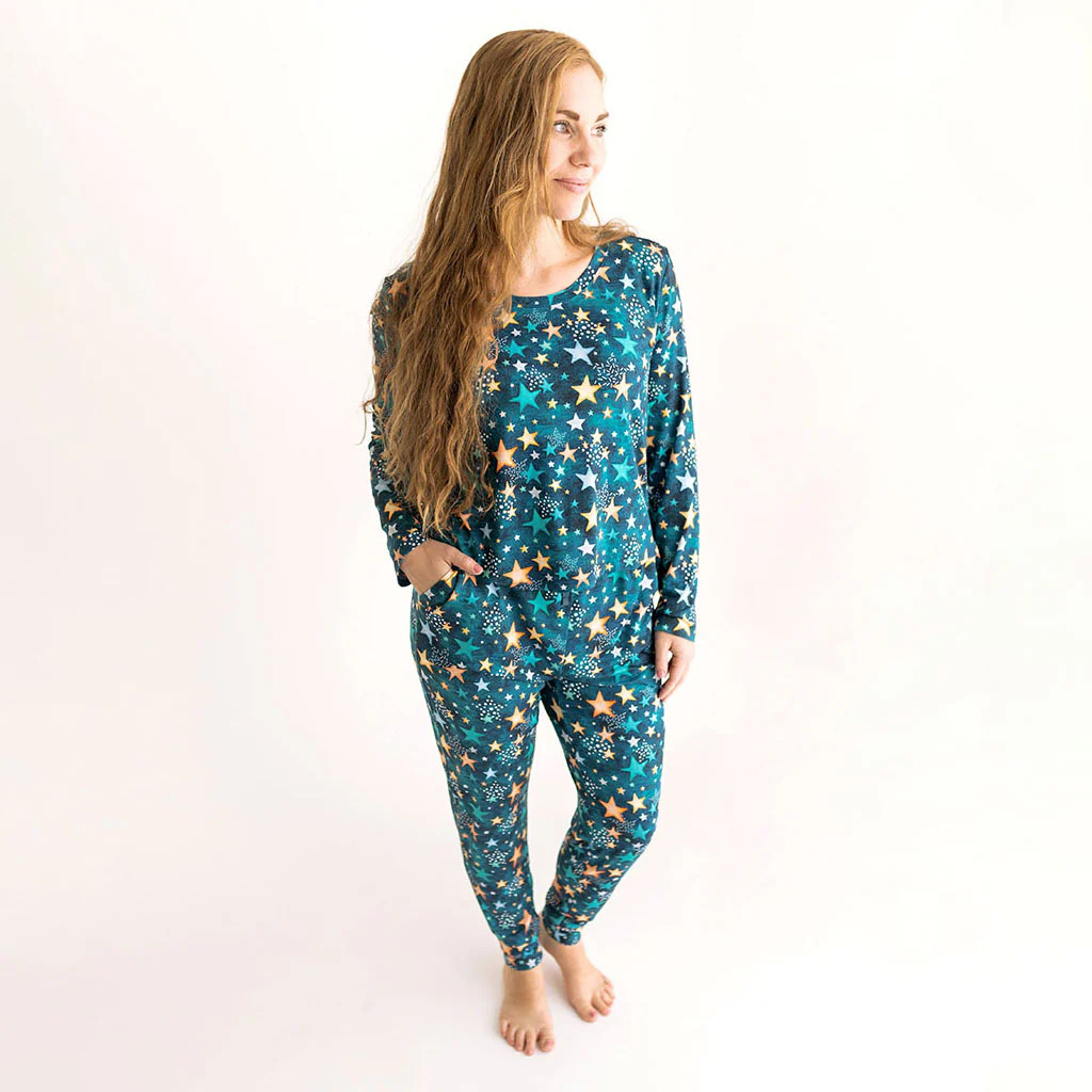 Stars Green Long Sleeve Women's Pajamas | Rogan | Posh Peanut
