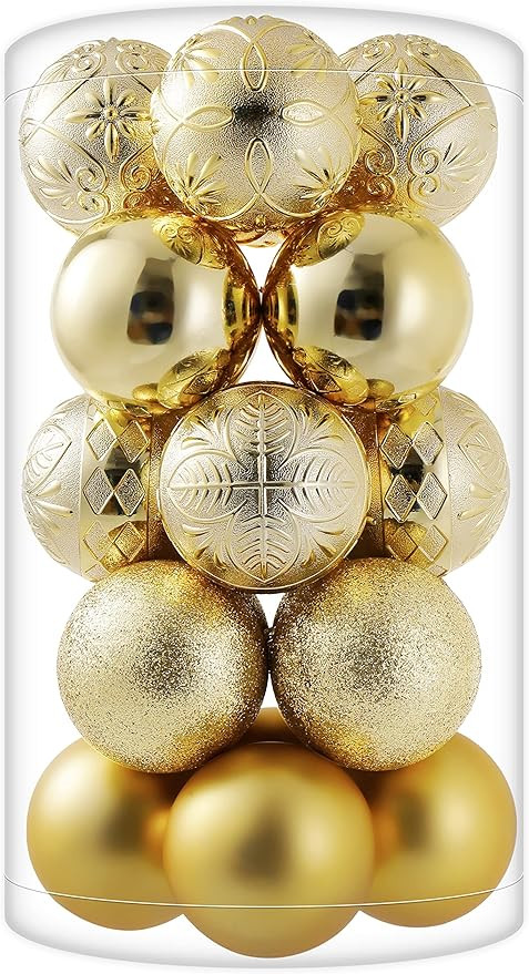 Christmas Ball Ornaments 20ct Gold Christmas Tree Decorations with Hang Rope-Shatterproof Christm... | Amazon (US)