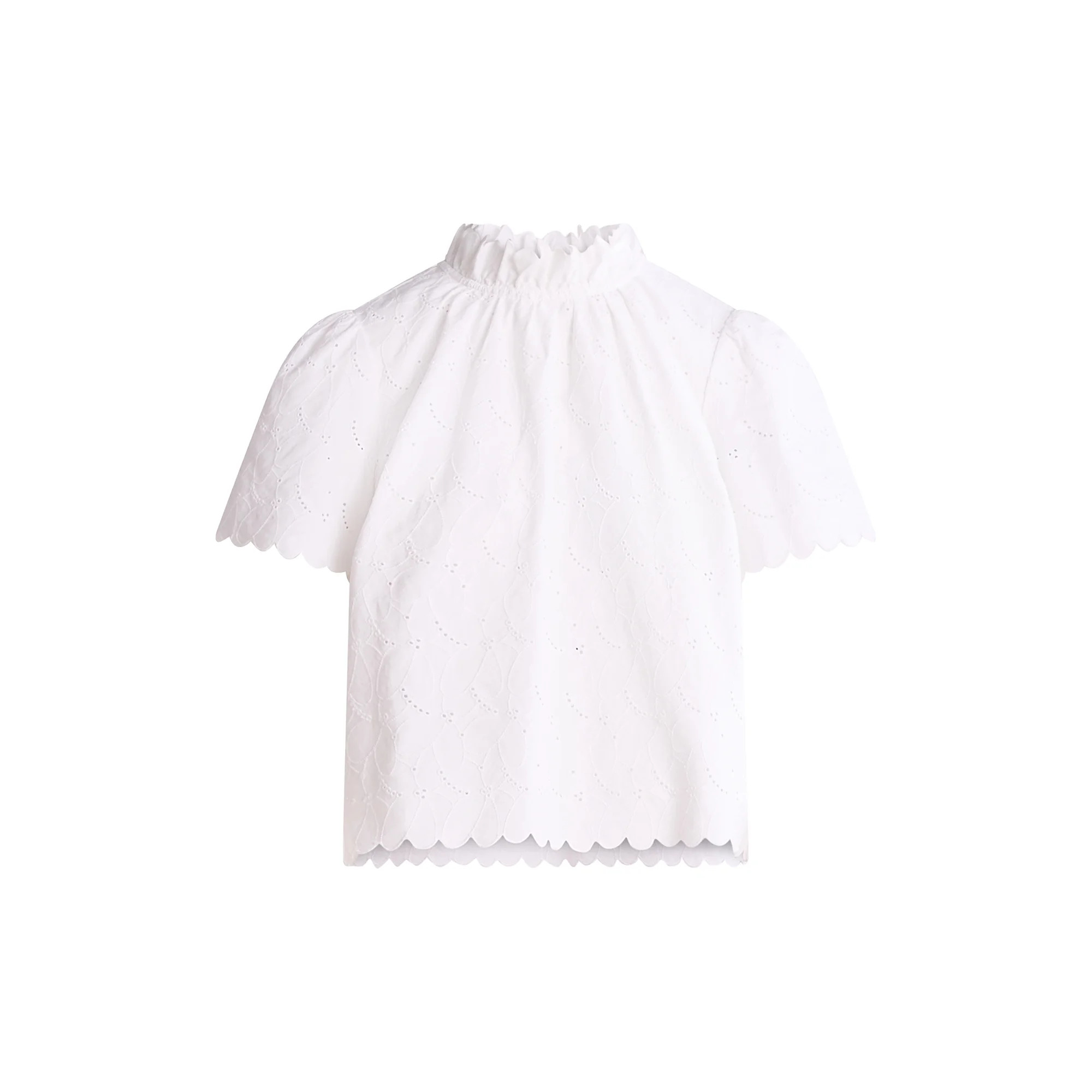 Free Assembly Women's Ruffle Cotton Eyelet Top with Short Sleeves, Sizes XS-4X - Walmart.com | Walmart (US)