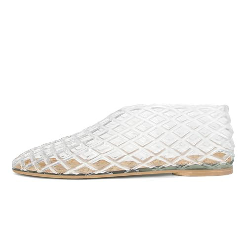 GTBINGGO Jelly Mesh Ballet Flats for Women Adult Clear Hollow Jelly Sandals Closed Toe Beach Ballerina Jellies Shoes Comfortable Fishnet Ballerina Flats Shoes | Amazon (US)