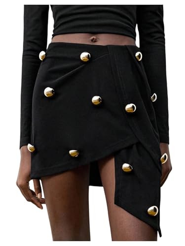 MakeMeChic Women's Wrap Mini Skirt Zip Back Asymmetrical Work Office Skirts | Amazon (US)