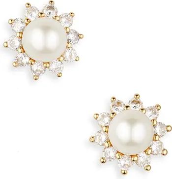 kate spade new york imitation pearl & crystal halo stud earrings | Nordstrom | Nordstrom