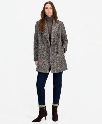 Calvin Klein Women's Double-Breasted Pea Coat, Created for Macy's - HEATHER GREY | Macy's