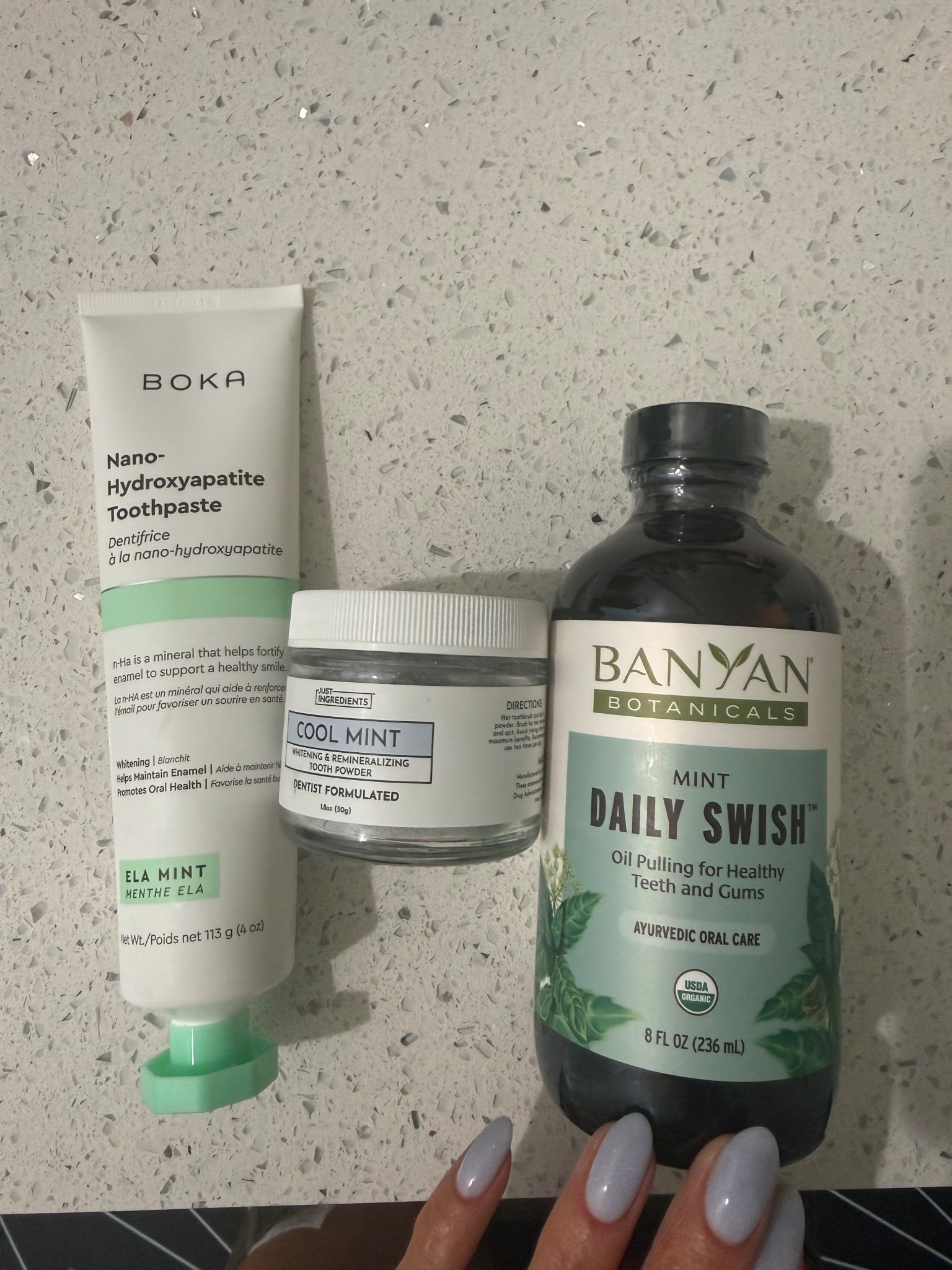 Non toxic teeth whitening products I use: toothpaste, mineralizing powder, and oil pulling 

#LTKBeauty