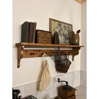 Shaker Peg Rack With Shelf, Stained Coat Rack, Coffee Bar Shelf Hooks, Wood Pegs | Etsy (US)