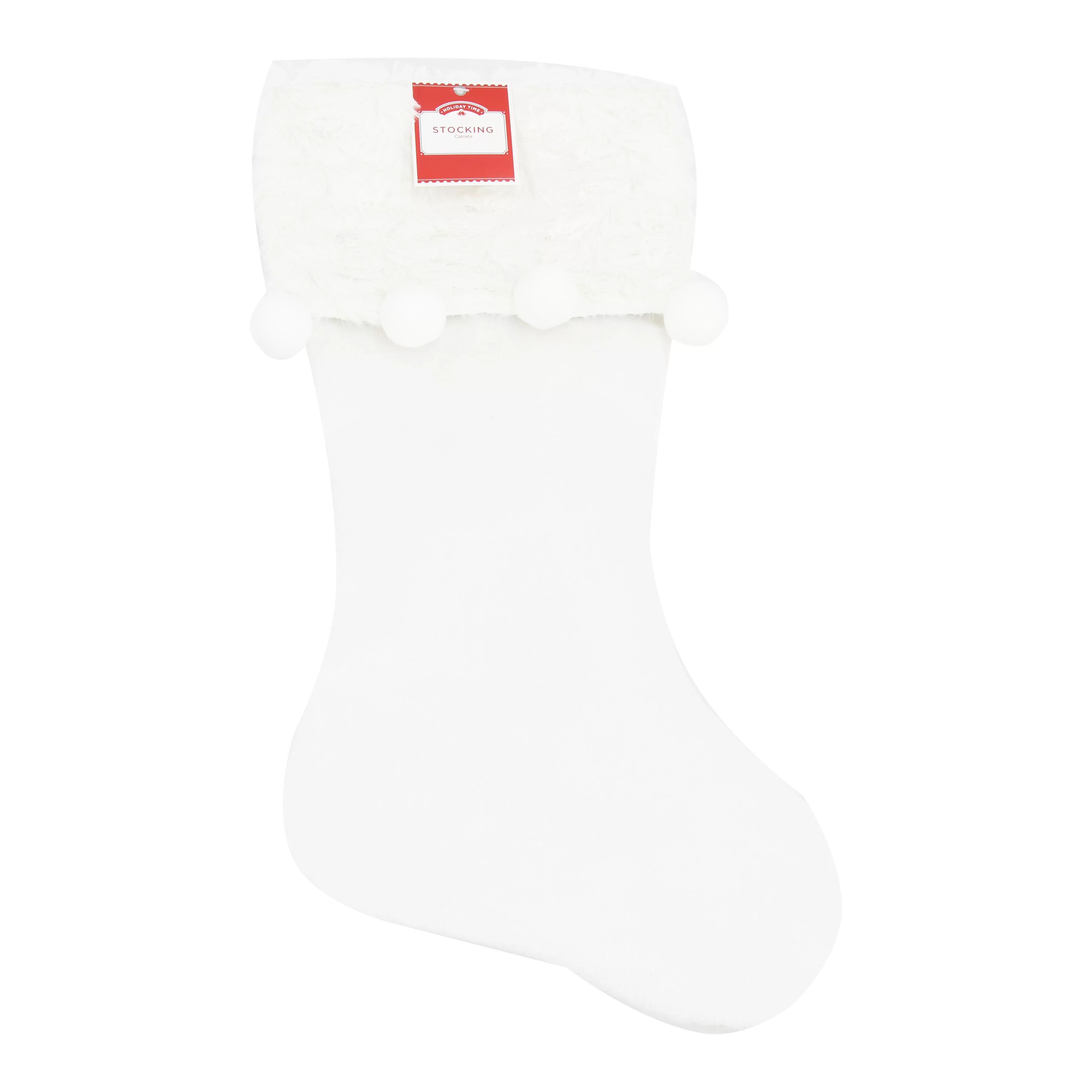 Holiday Time White Velvet Christmas Stocking, 20" | Walmart (US)