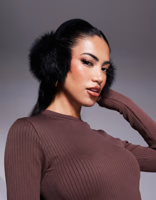 ASOS 4505 Ski faux fur ear muffs in black | ASOS (Global)