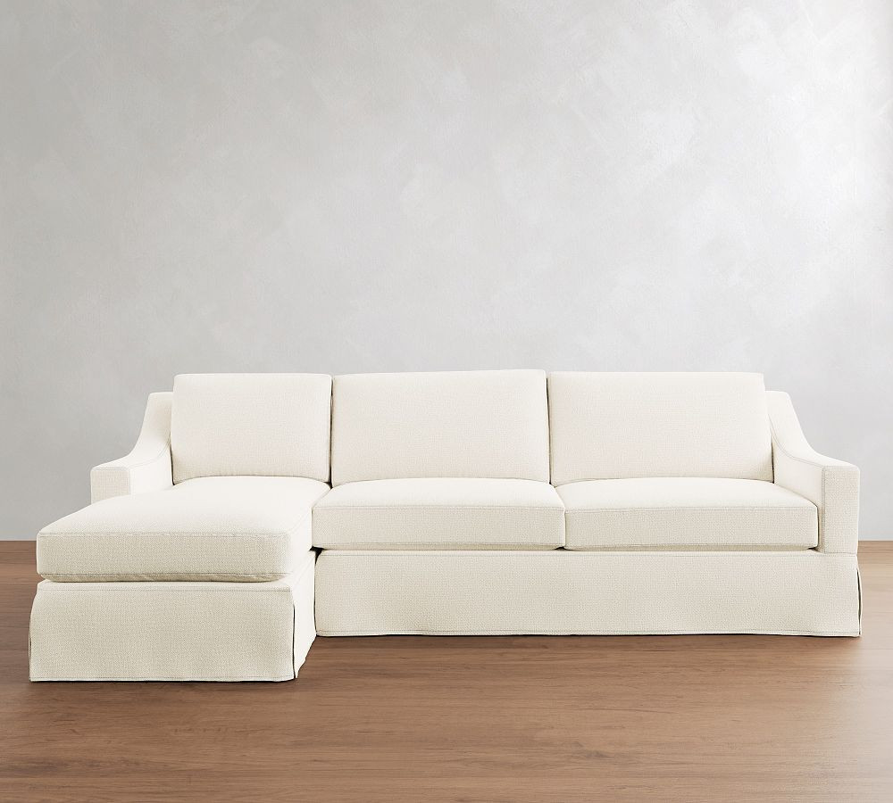 York Slope Arm Slipcovered Chaise Sectional (84"–114") | Pottery Barn (US)