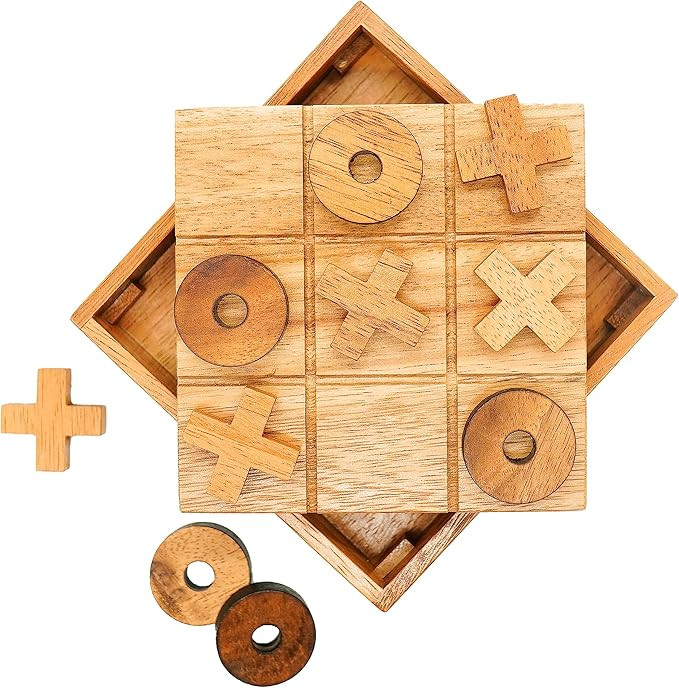 BSIRI Wooden Tic Tac Toe Game - Brain Teaser Puzzles for Adults and Unique Gifts for Kids, Coffee... | Amazon (US)