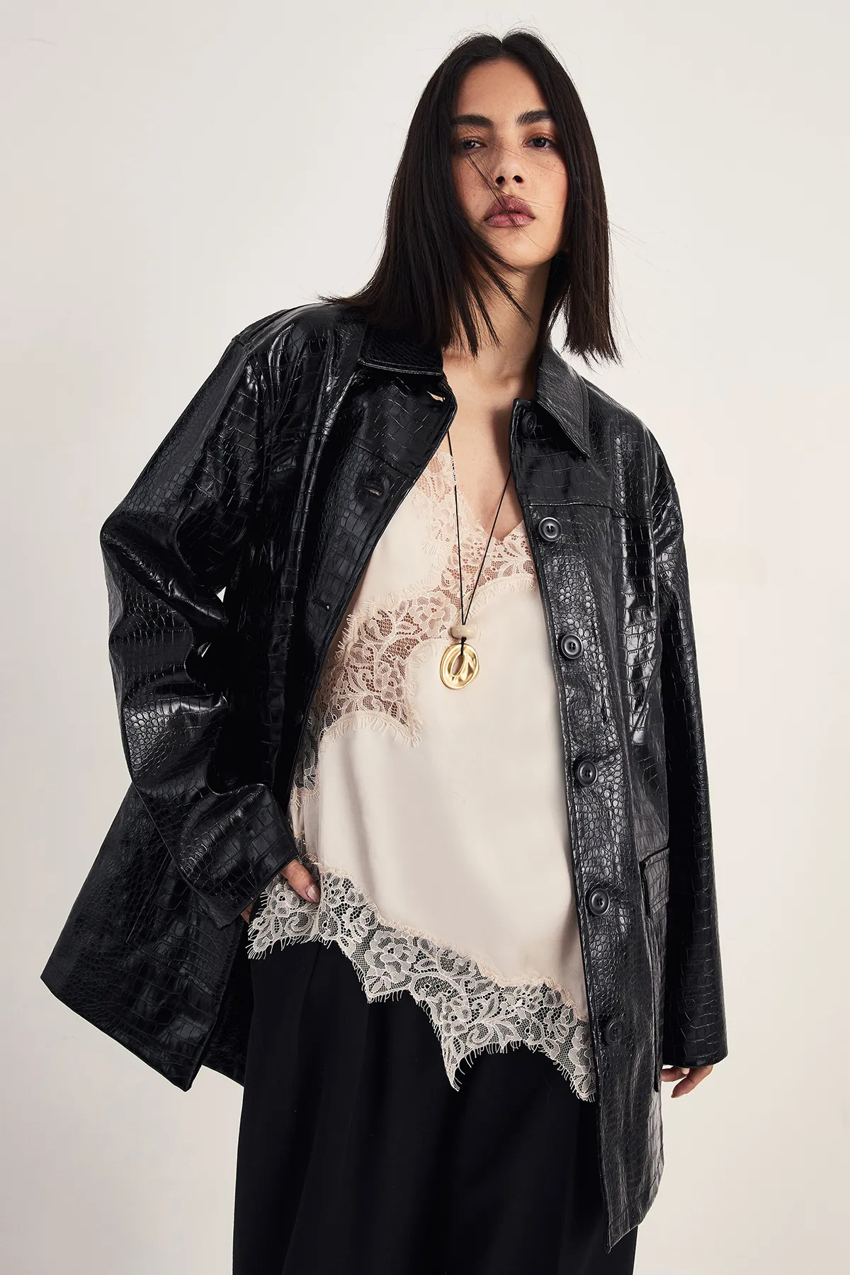Croc Vinyl Faux Leather Clean Jacket | Nasty Gal US