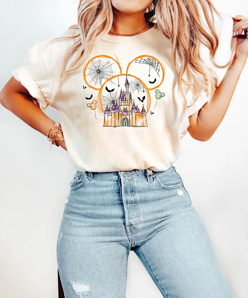 Disney Castle Halloween T-shirt - Halloween Disney World Vacation Shirt - Spooky Season Shirts - ... | Etsy (US)