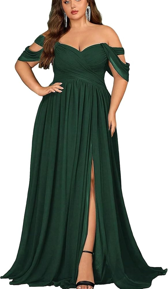 Women's Daily Plus Size Dresses A Line Chiffon Wedding Guest Bridesmaid Maxi Dress Prom Evening P... | Amazon (US)