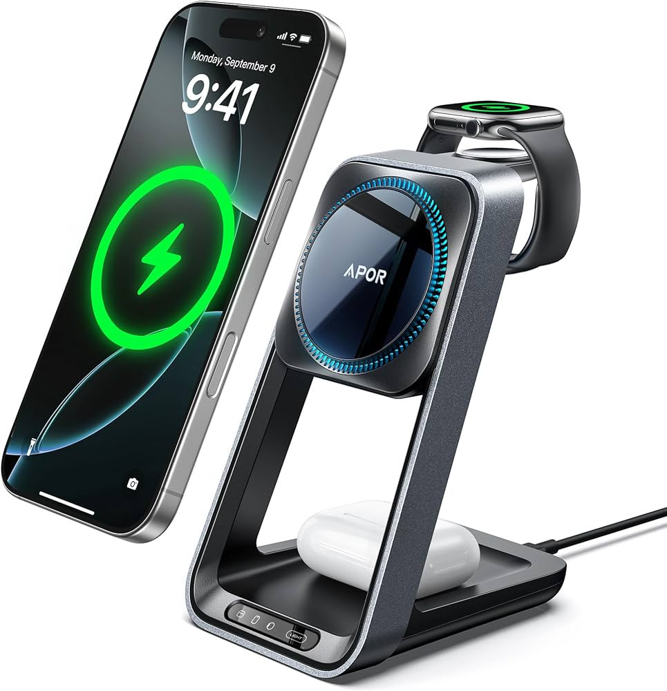 3 in 1 Charging Station for iPhone, Magsafe Wireless Charger with Cooling Fan for iPhone 16 15 14... | Amazon (US)