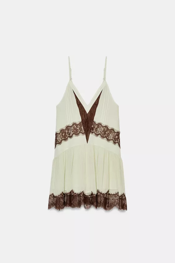 SHORT DRESS WITH CONTRAST LACE | Zara UK