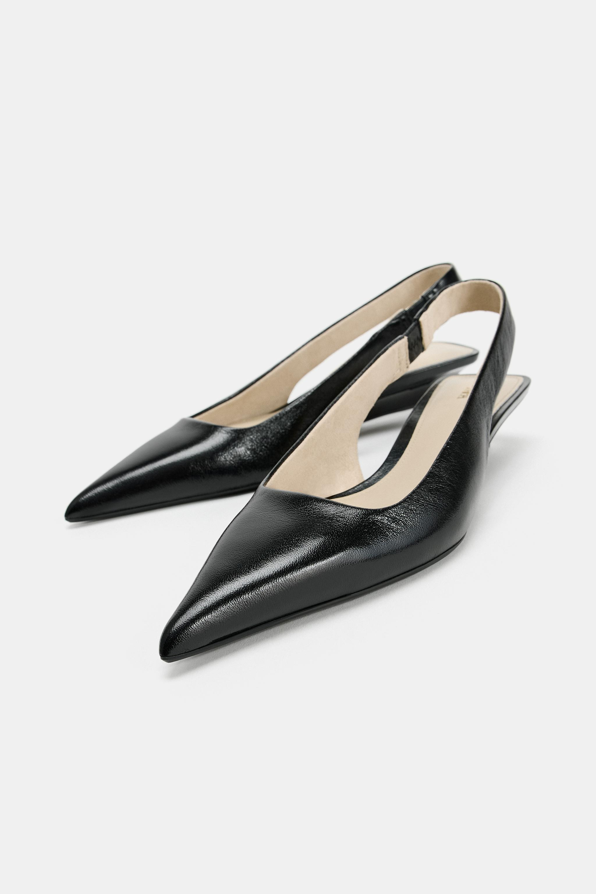 LEATHER SLINGBACK MINI WEDGE SHOES | Zara UK