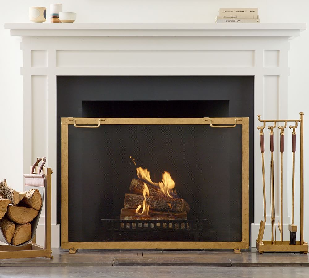 Industrial Fireplace Collection - Brass | Pottery Barn (US)