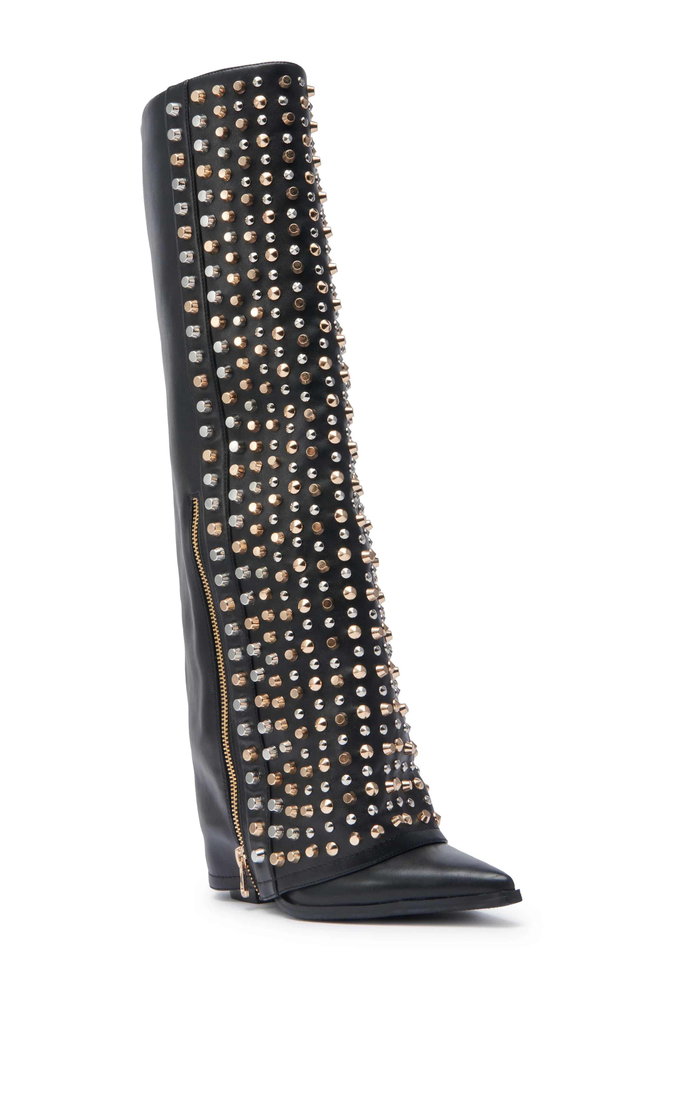 AGUSTUE-BLACK STUDDED WESTERN BOOT | Azalea Wang