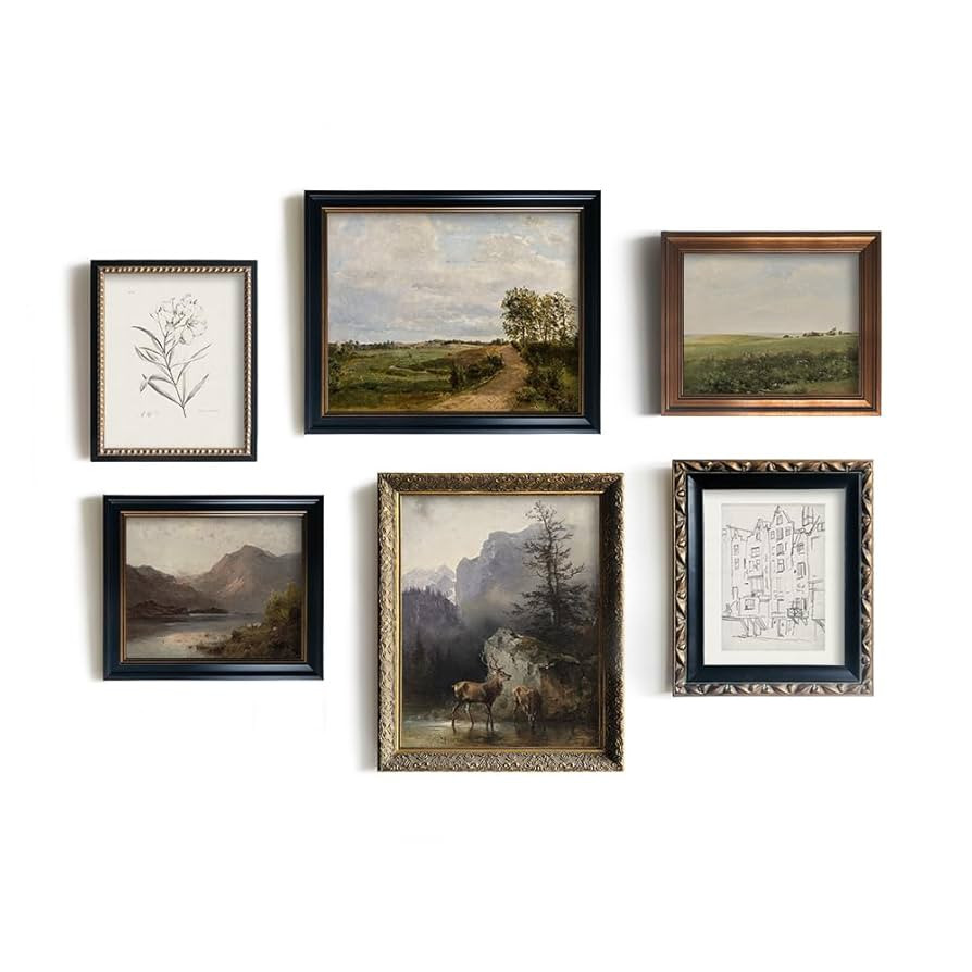 Vintage Farmhouse Wall Decor - Nature Deer Flower Neutral Wall Art for Boho French Country Kitche... | Amazon (US)